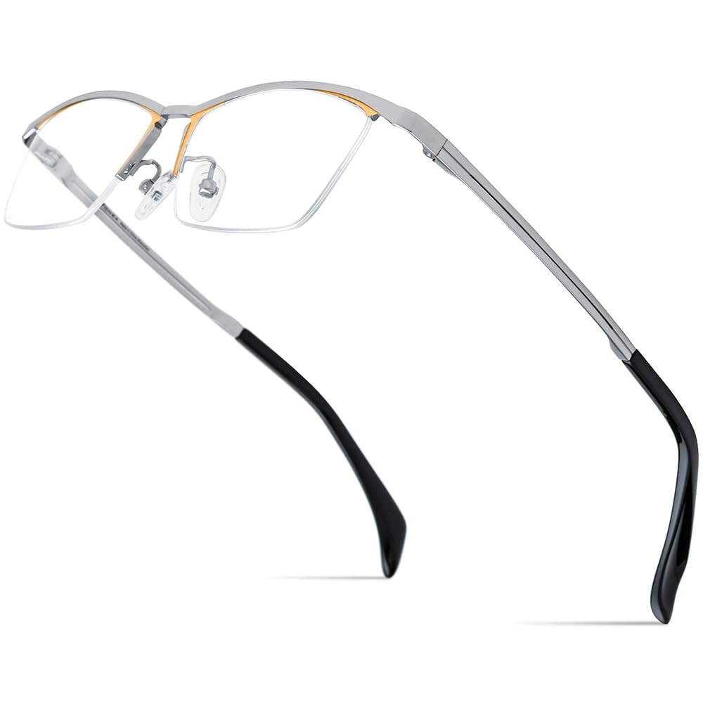 FONEX Pure Titanium Glasses Frame Men Semi Rimless Square Eyeglasses Eyewear DTX416