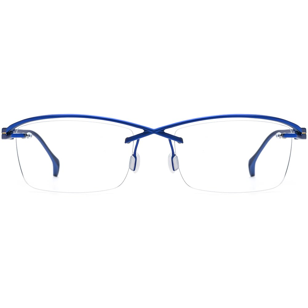 FONEX Pure Titanium Glasses Frame Men Semi Rimless Square Eyeglasses Eyewear DTX416