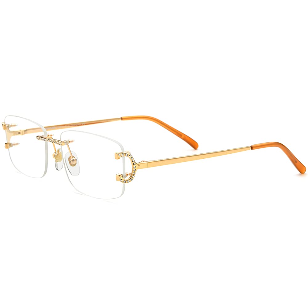 HEPIDEM Rimless Rectangle Glasses