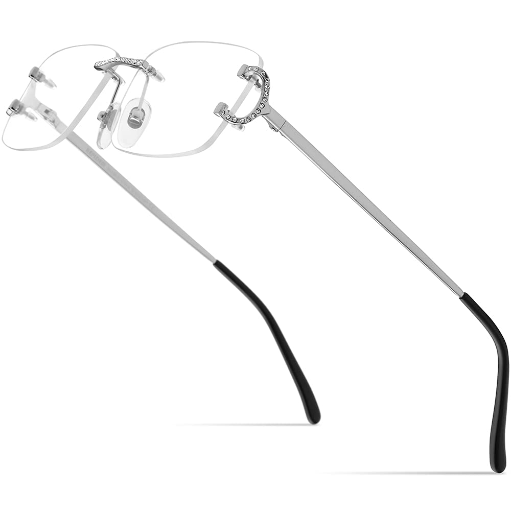 HEPIDEM Rimless Rectangle Glasses