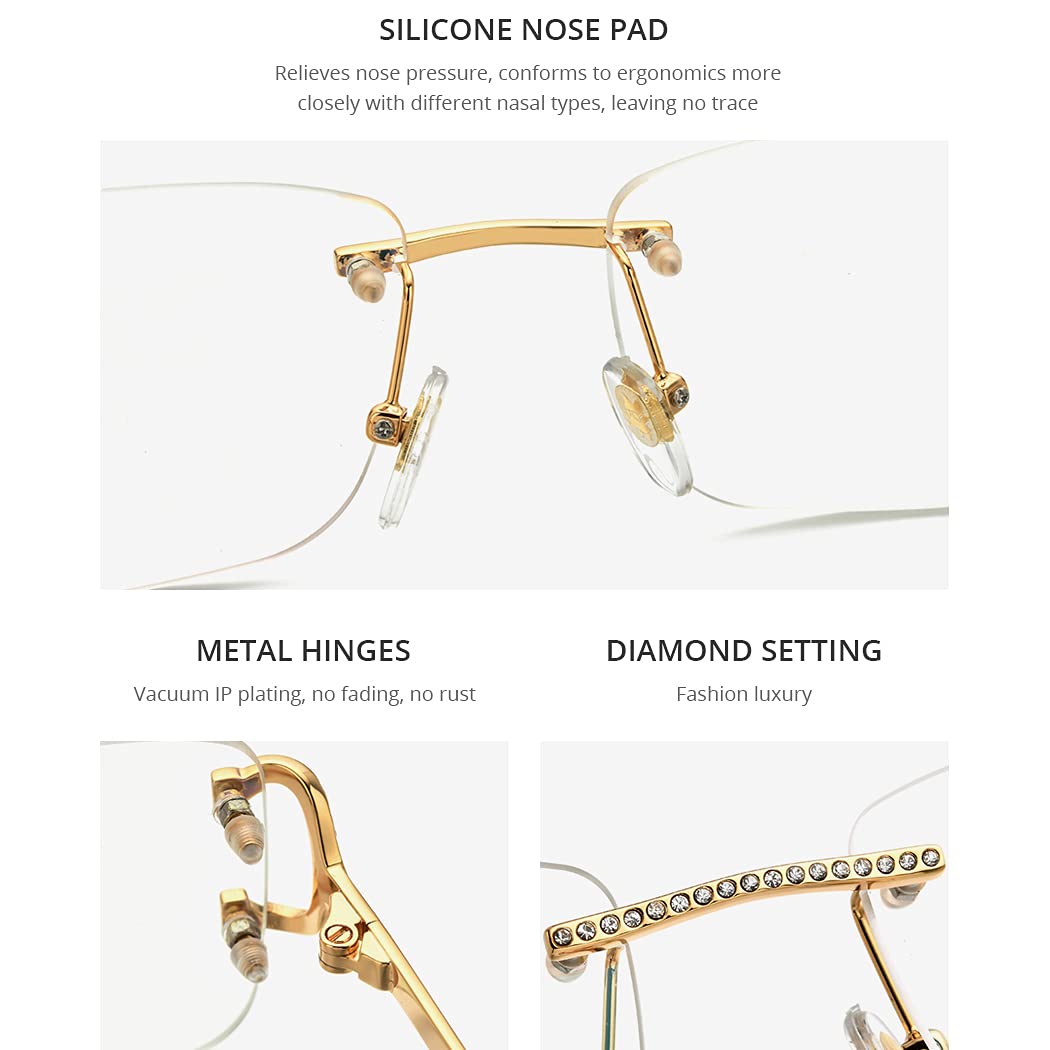 HEPIDEM Rimless Rectangle Glasses