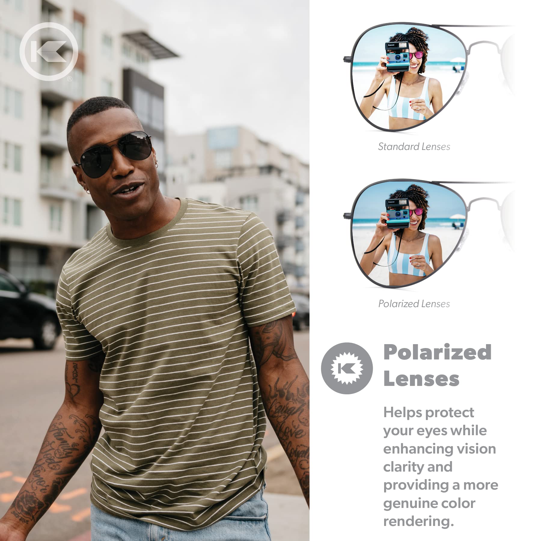 Knockaround Mile Highs Polarized Aviator Sunglasses for Men & Women - UV400 Protection