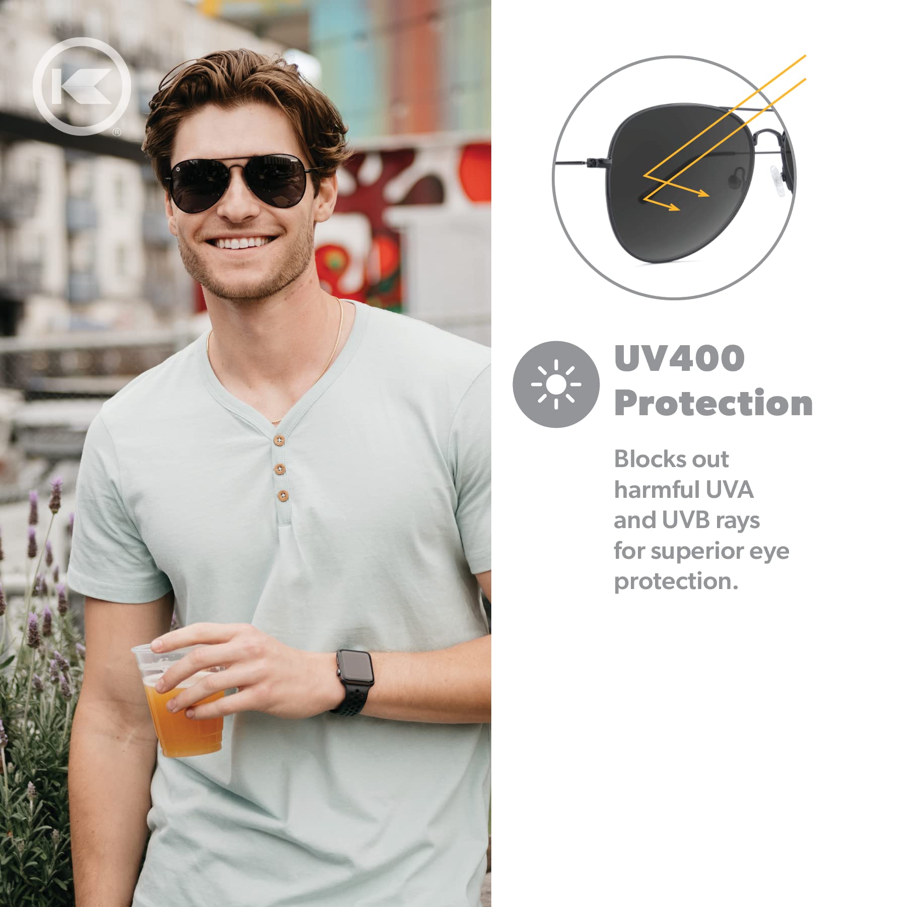 Knockaround Mile Highs Polarized Aviator Sunglasses for Men & Women - UV400 Protection